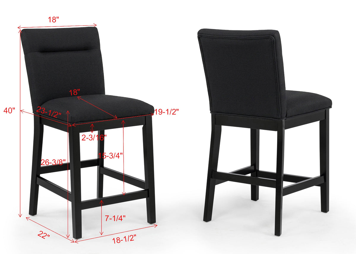 Sebastian Black Counter Height Chair, Set of 2