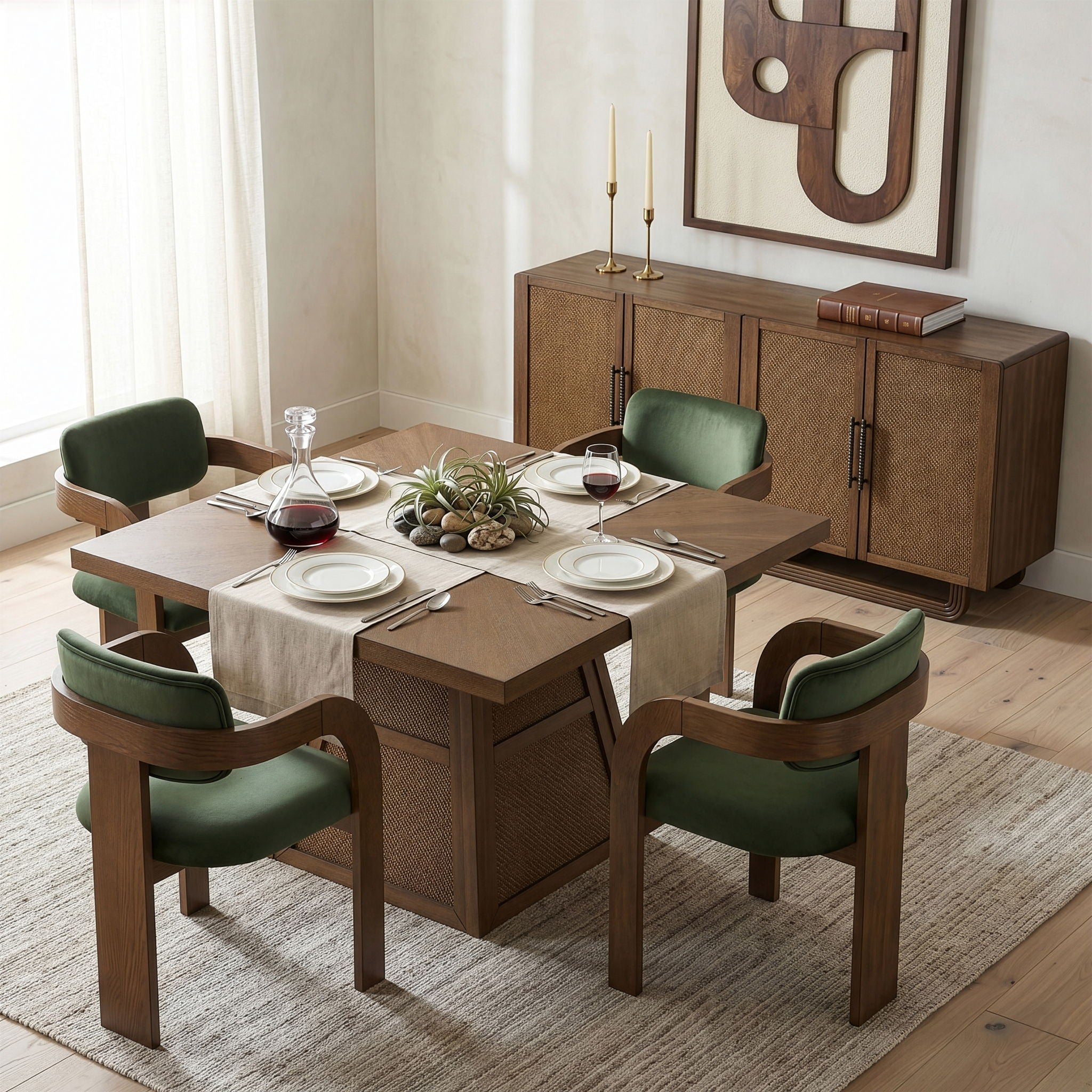Fenwick - Cane Oak Veneer And Solid Wood Dining Table
