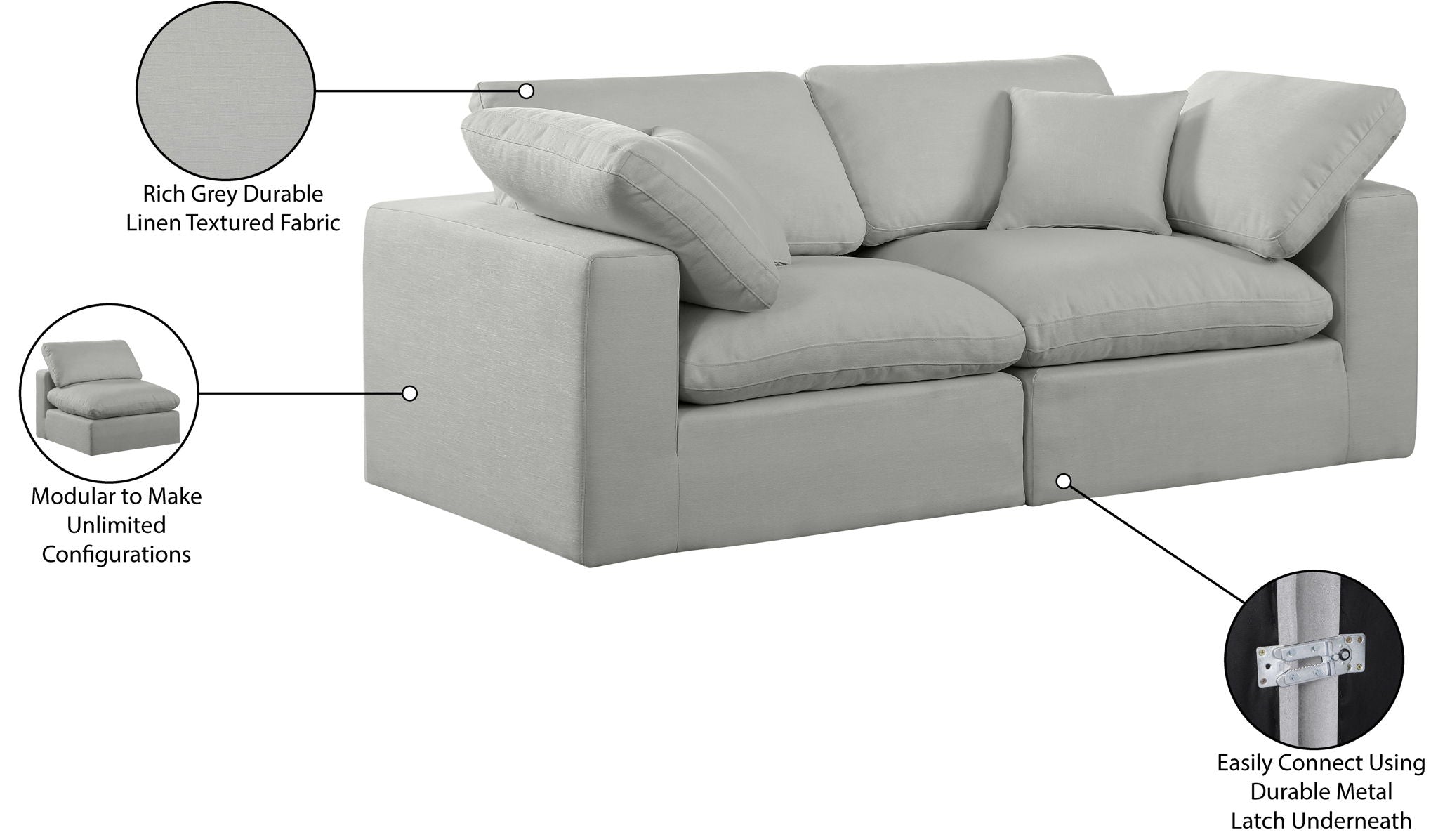 Comfy - Linen Modular Sofa 2 Seats