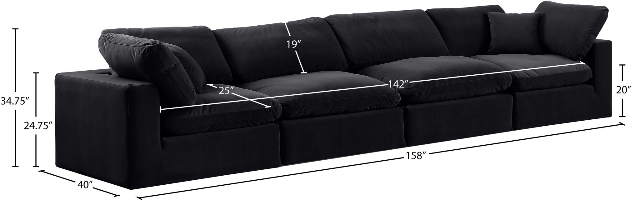 Comfy - Velvet Modular Sofa 4 Seats