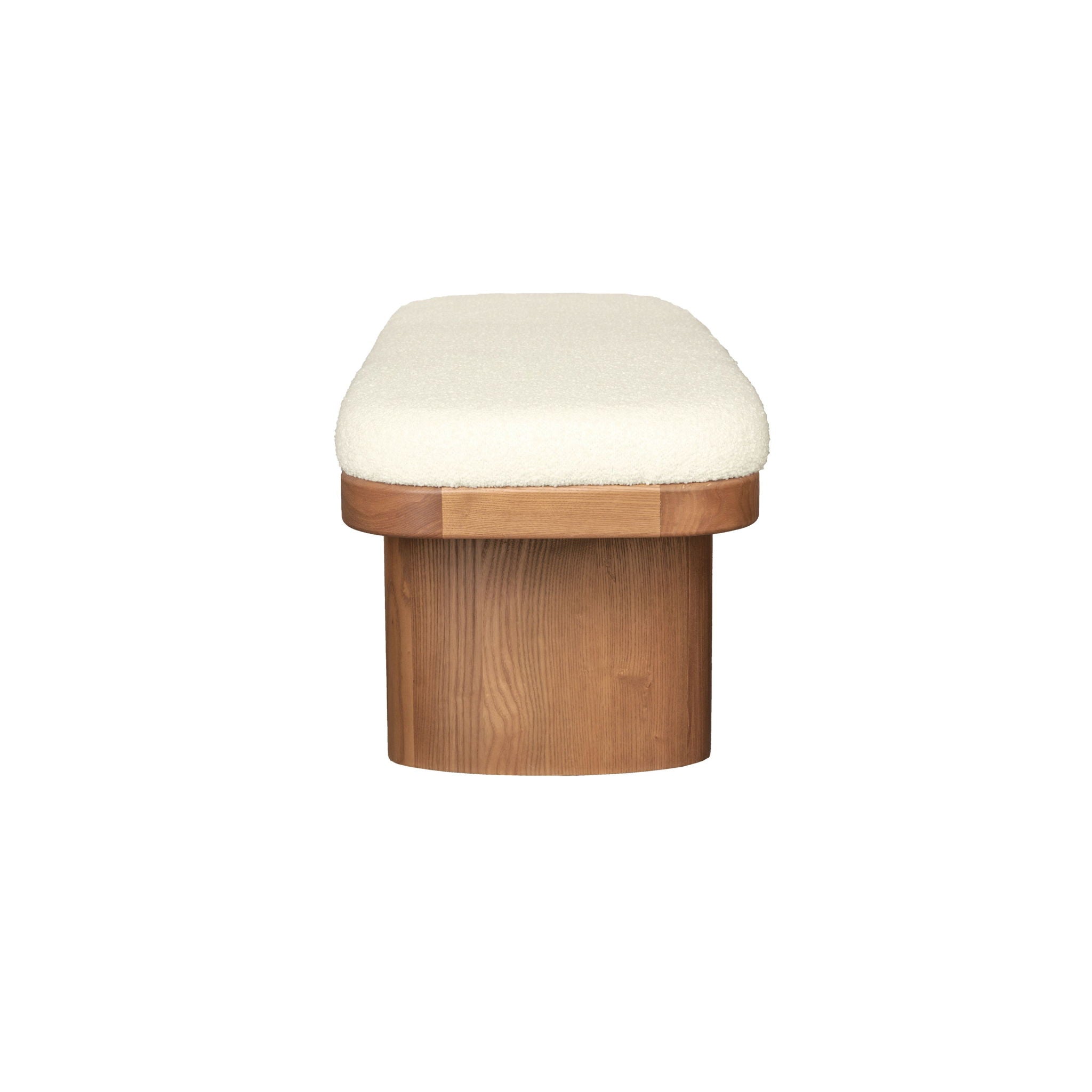 Ollie - Boucle Wooden Bench - White