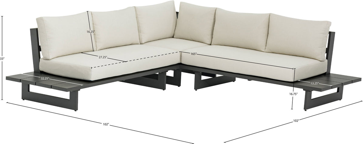 Maldives - Water Resistant Outdoor Patio Sectional With Gray Frame - Cream