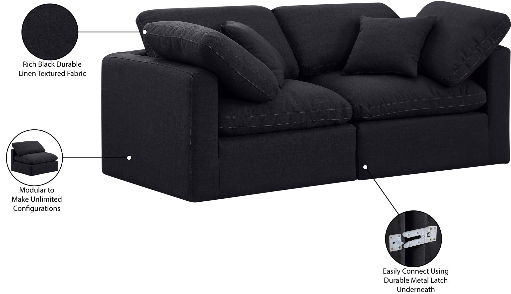 Indulge - Linen 2 Seat Modular Sofa