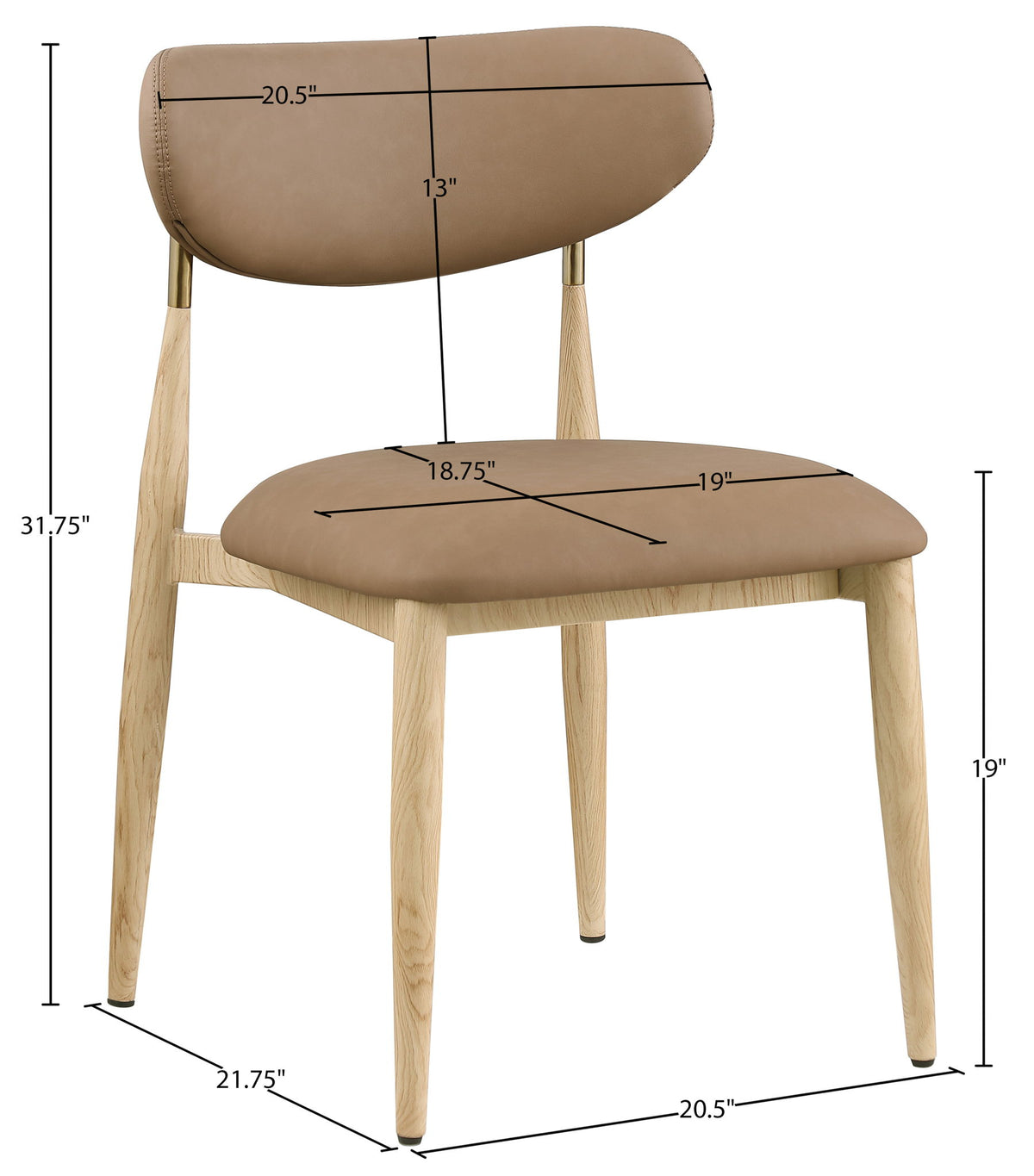 Ronda - Vegan Leather Upholstered Dining Side Chair - Natural Legs