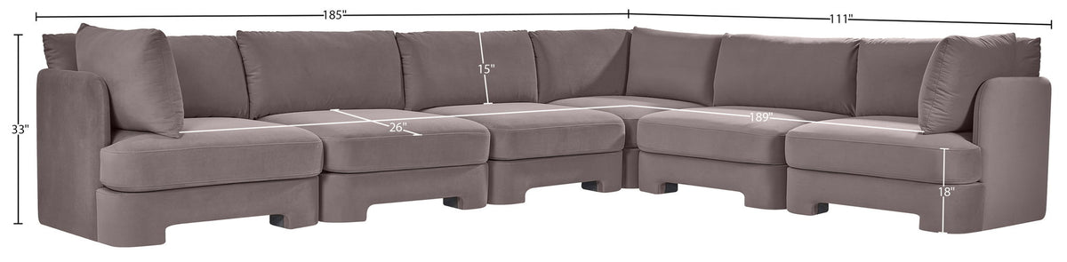 Hammond - Velvet Performance Fabric Upholstered 6 Piece Corner Sectional
