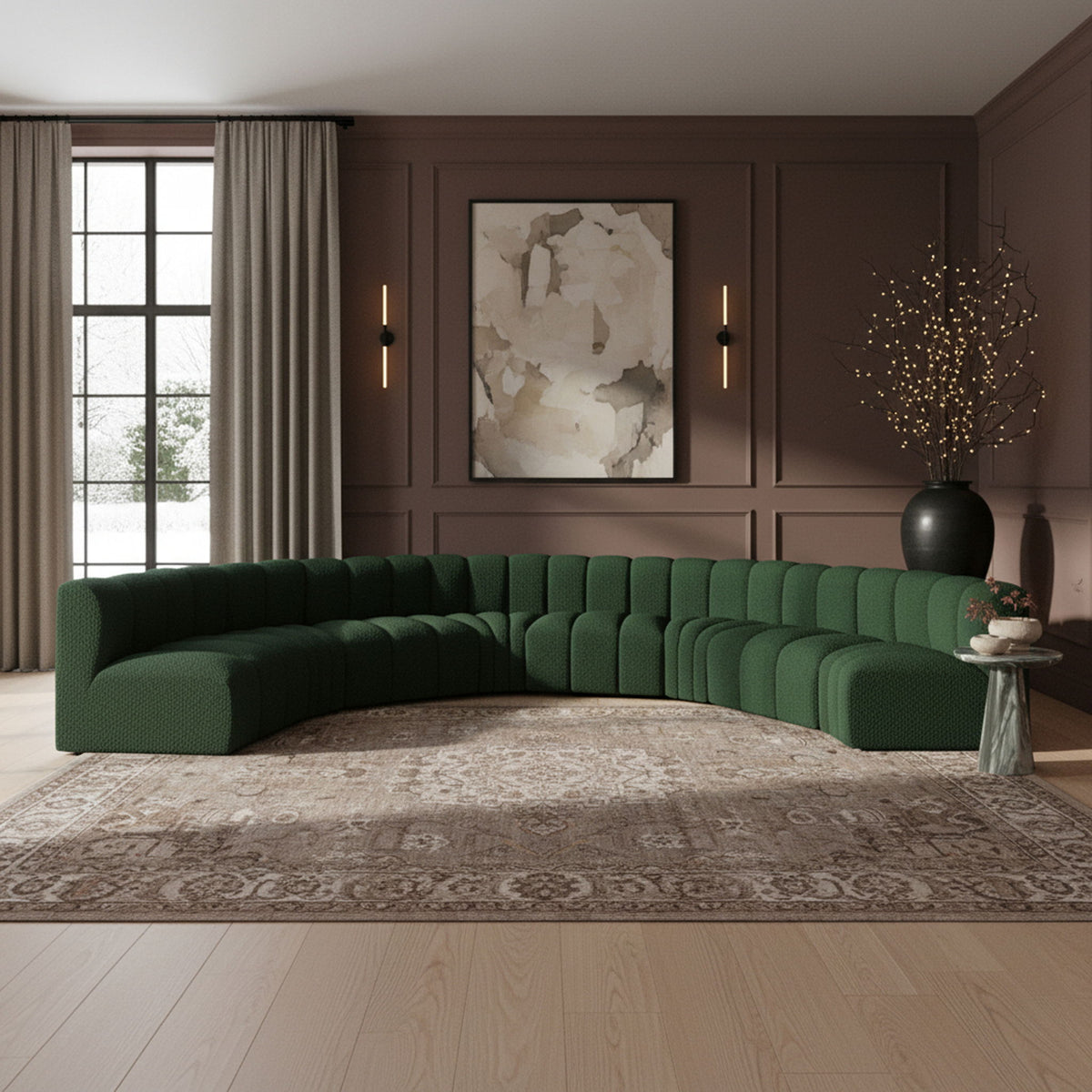 Arc - Boucle Fabric 8 Piece U-Shaped Modular Sofa