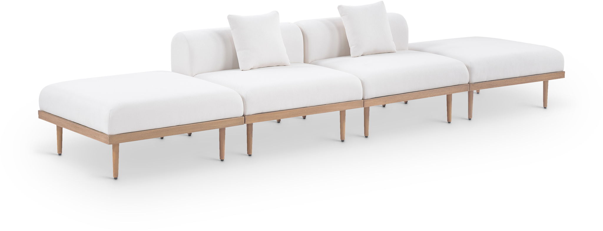 Laguna - 4 Piece 142" Outdoor Patio Armless Modular Sofa With 2 Backless Seats
