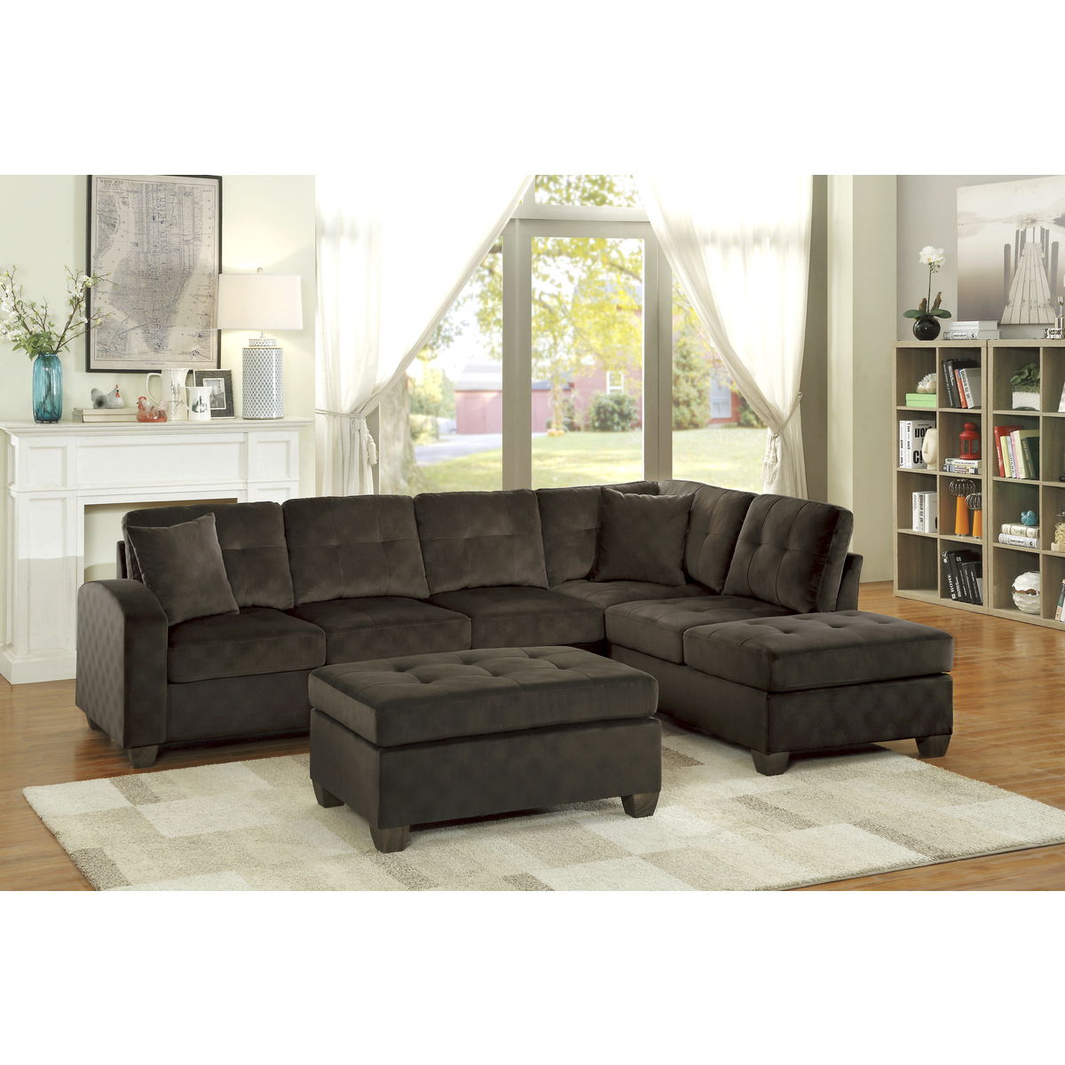 Emilio - 3 Piece Reversible Sectional With Ottoman