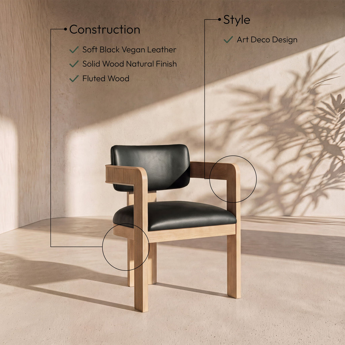 Sacha - Vegan Leather Upholstered Dining Chair With Natural Base (Set of 2)