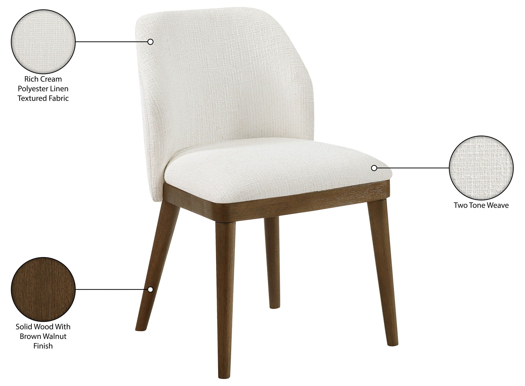 Valeo - Linen Textured Fabric Upholstered Dining Chair (Set of 2) - Painted Brown Base