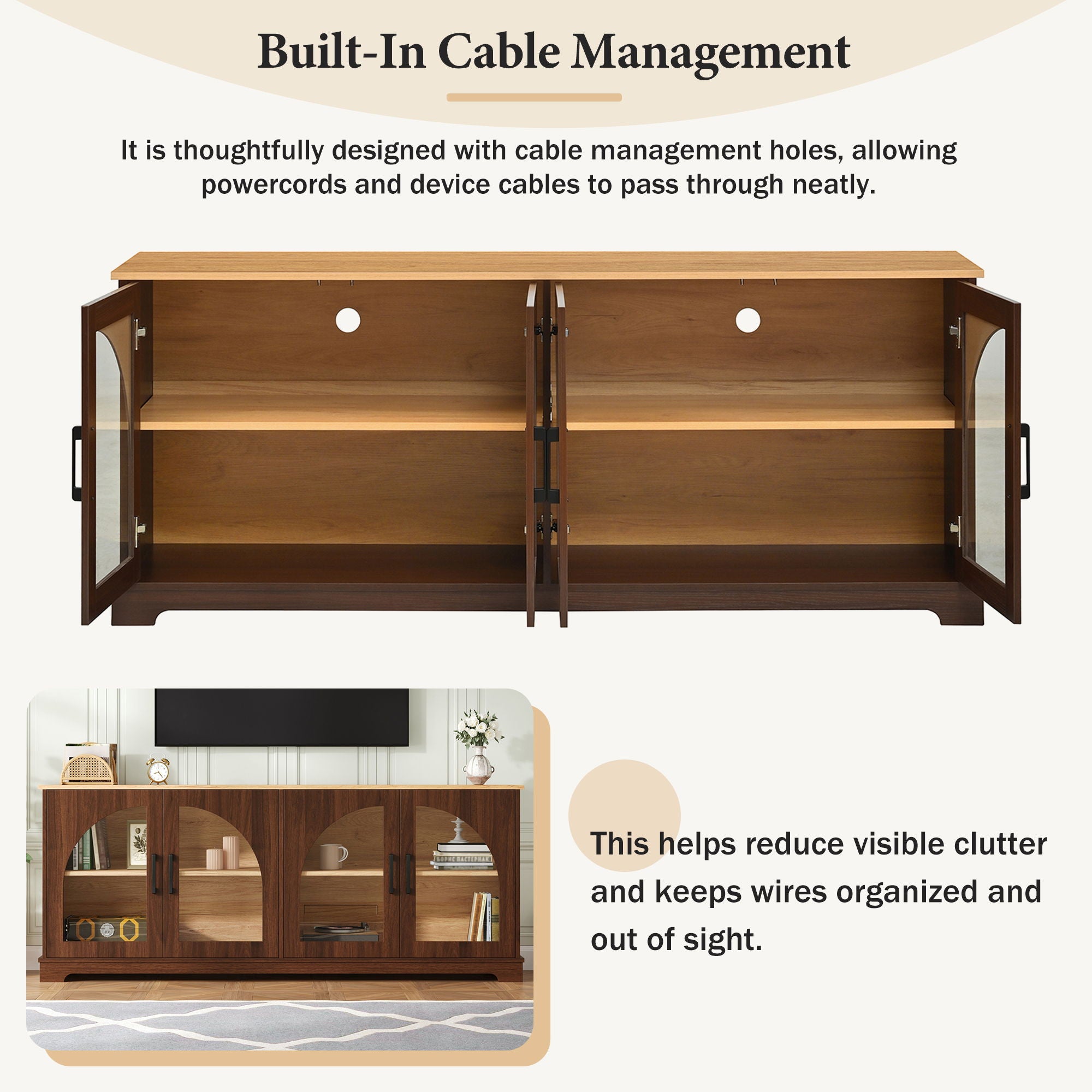 TV Stand With Semi Arched Doors