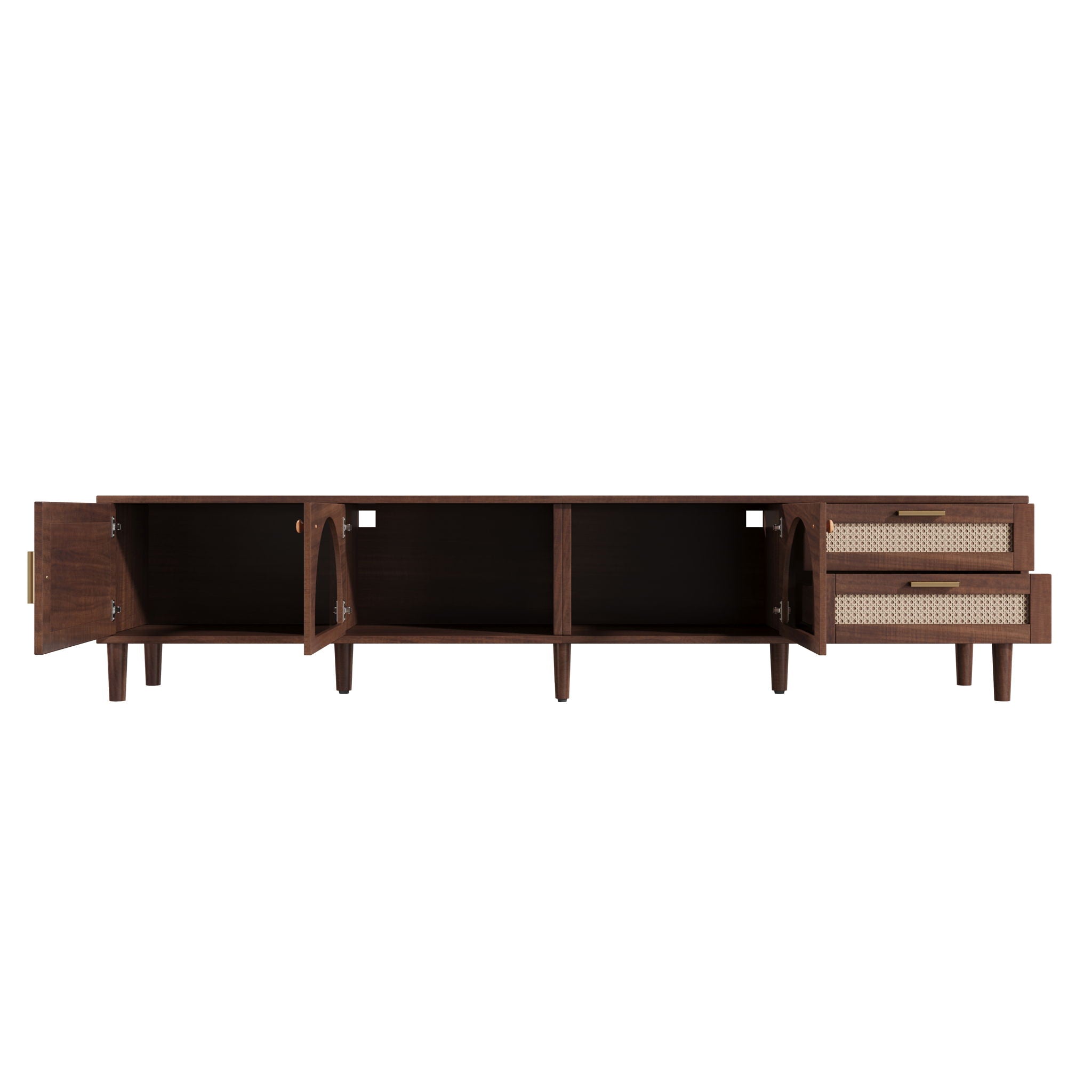 TV Stand For TVs Up To 90", Media Console With App Controlled LED Lights, 2 Drawers & Door Storage - Dark Brown
