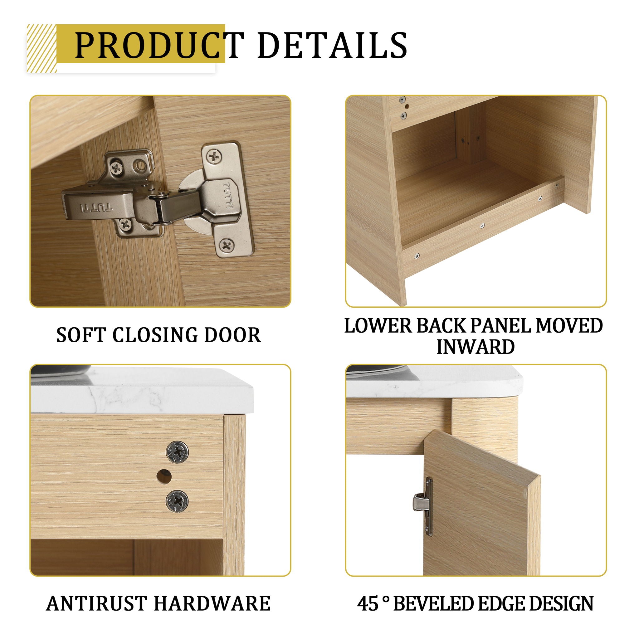 Mounted Bathroom Vanity With Art Sink & 2 Soft Close Doors