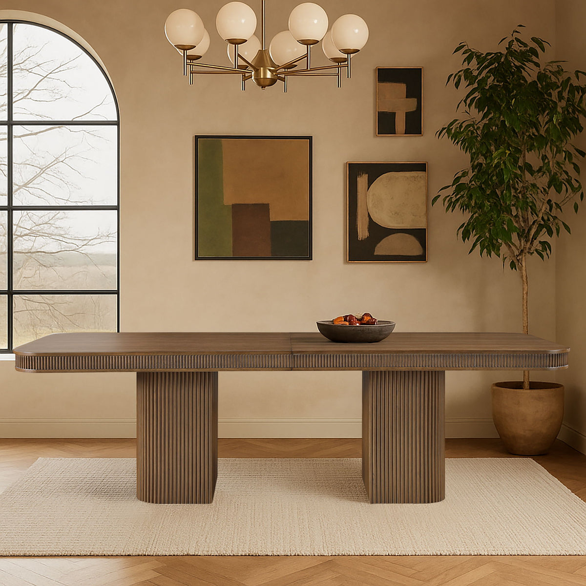 Mohari - Solid Wood And Oak Veneer 112" / 160" Dining Table