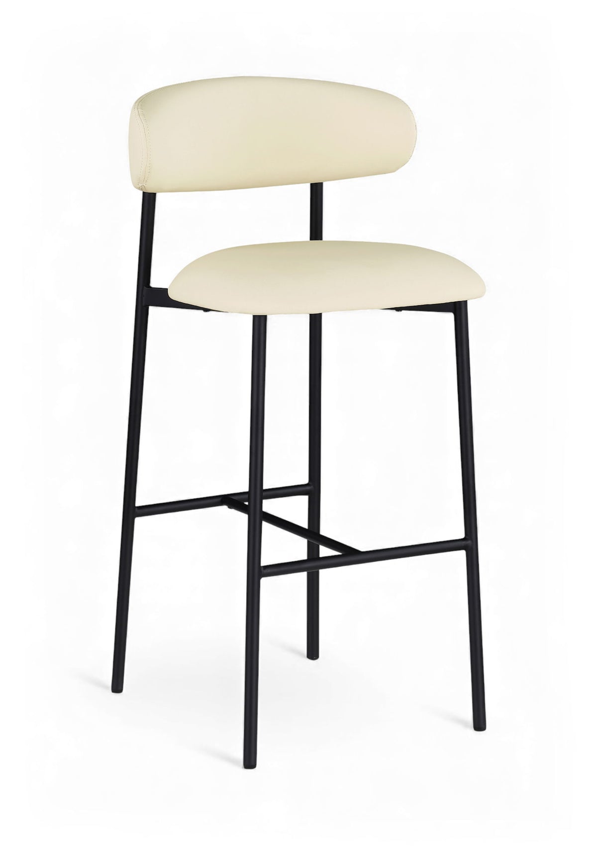 Lupita - Vegan Leather Upholstered Bar Stool (Set of 2) - Cream / Matte Black