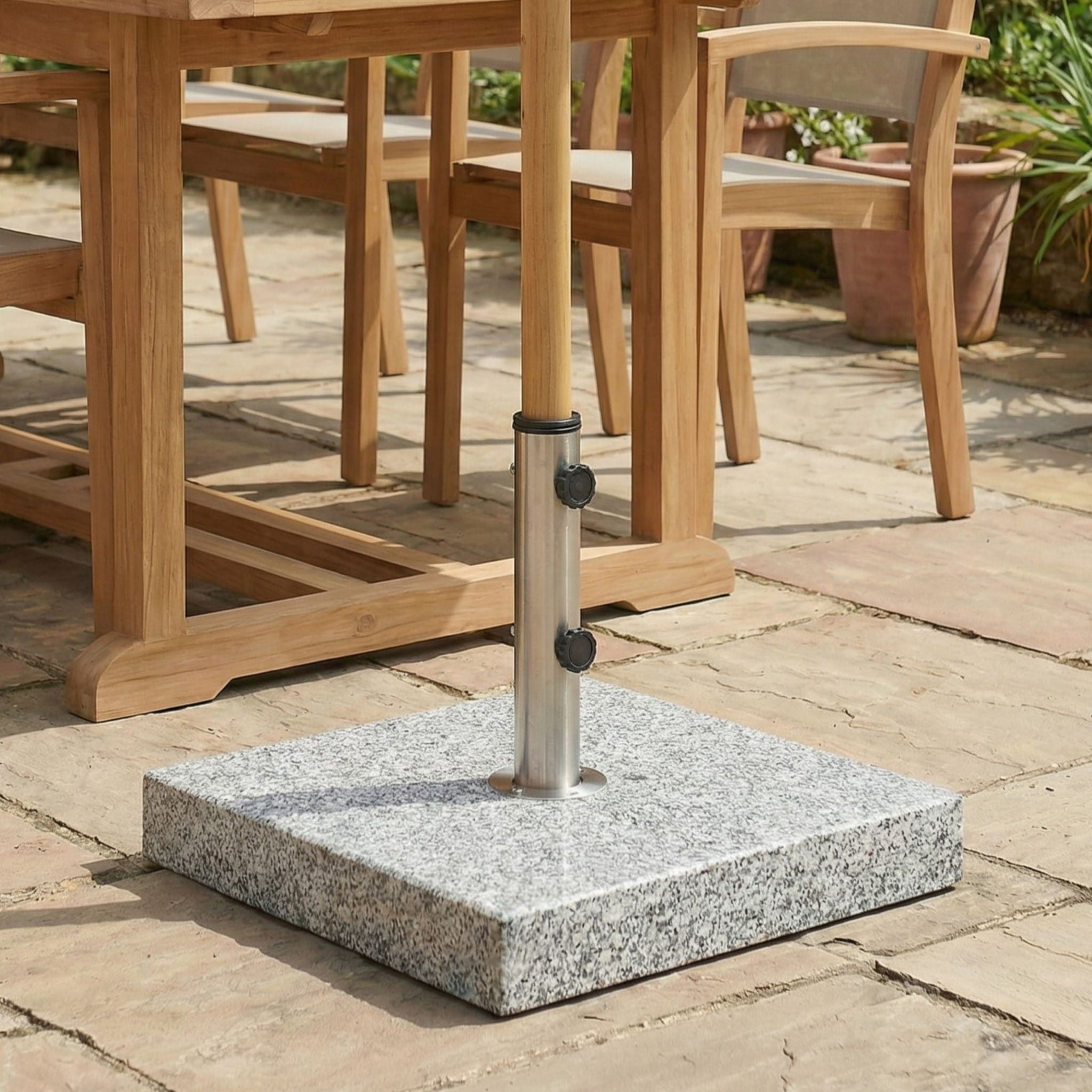 Umbrella Holder Square 55 Lbs Umbrella Base - Natural / Gray