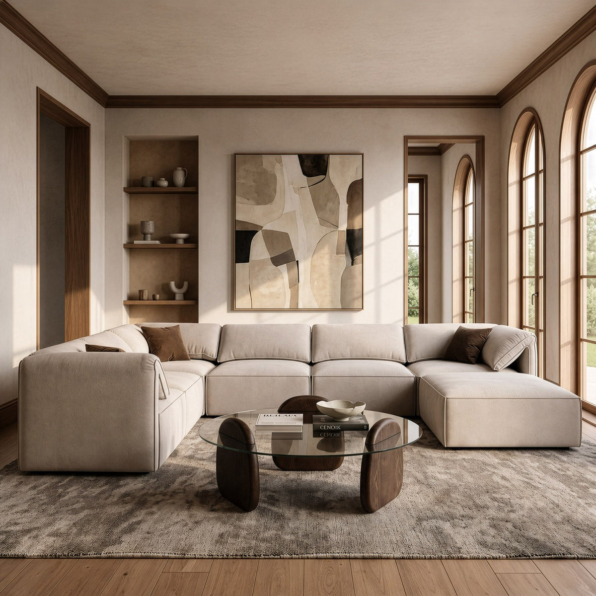 Gene - Modern Light Grey Fabric Modular Sectional Sofa-7-Piece Sectional - original 1
