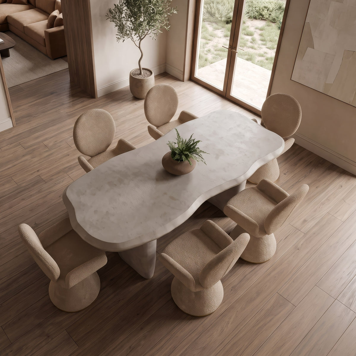 Slone - Modern Beige Concrete Dining Table - original 1