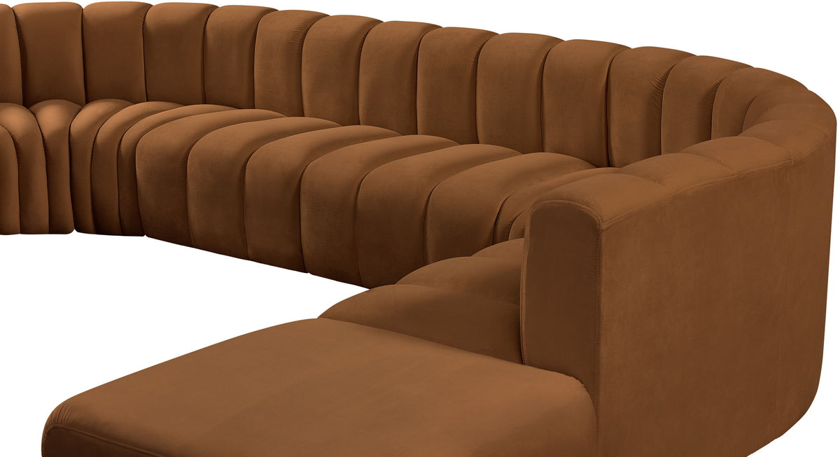 Arc - Velvet 6 Piece Corner Modular Sofa - Saddle