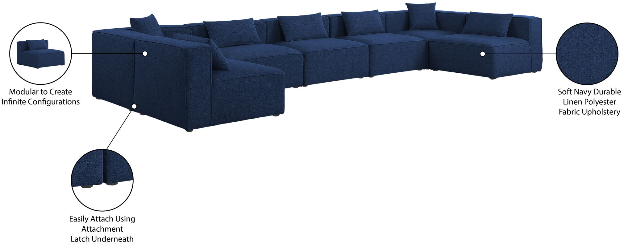 Cube - Linen 7 Piece Modular U-Shaped Sectional