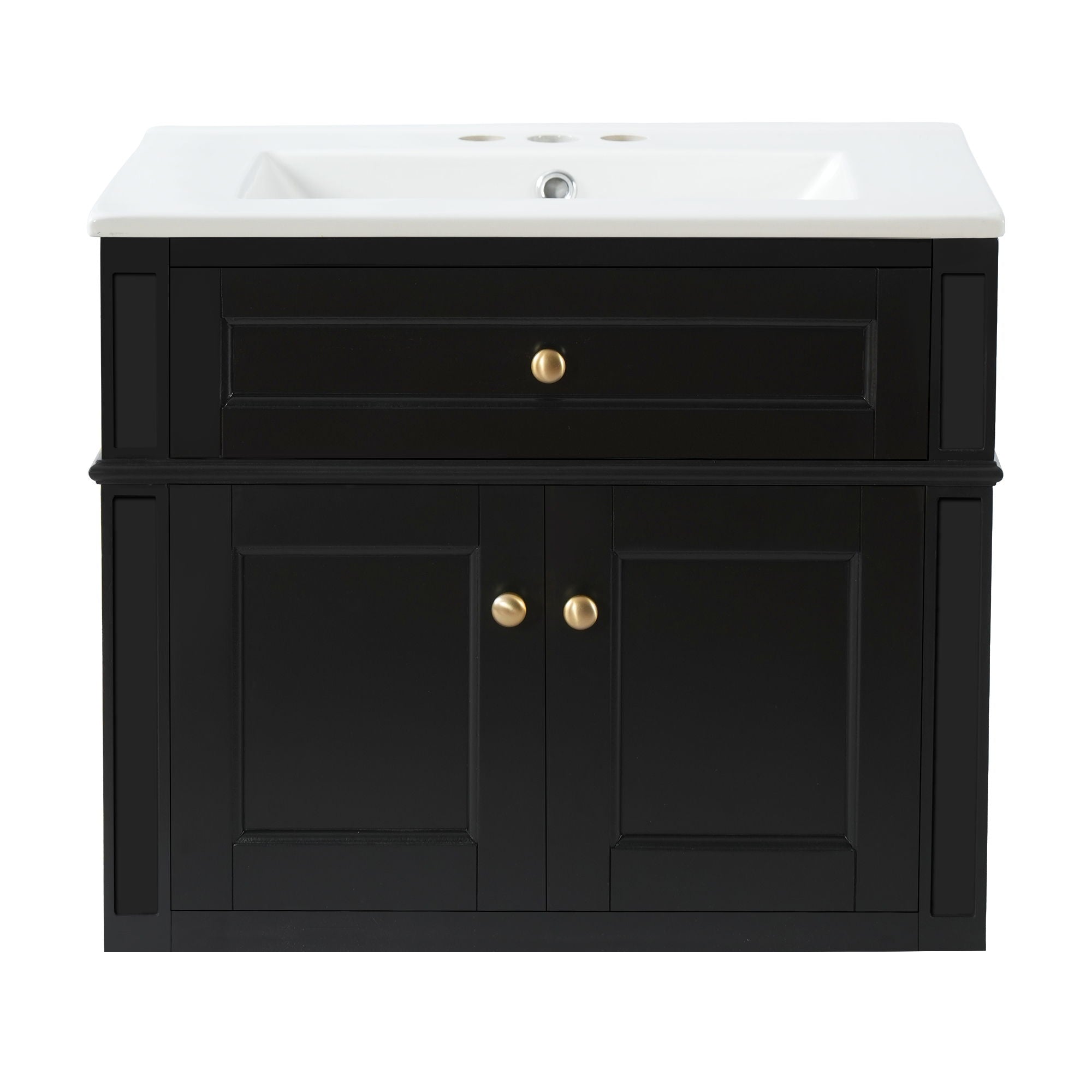 Wall Mounted Bathroom Vanity With Tip Out Drawer And Open Back Design