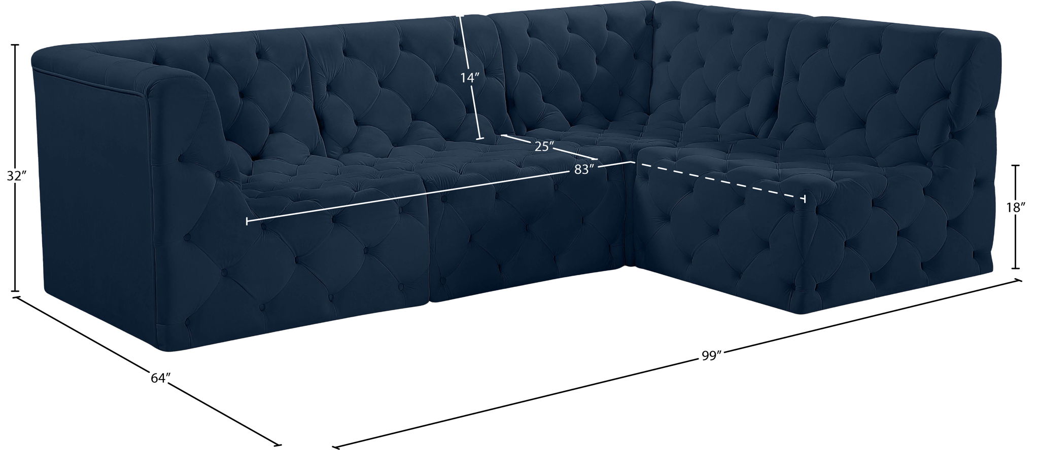 Tuft - 4 Piece Modular Sectional