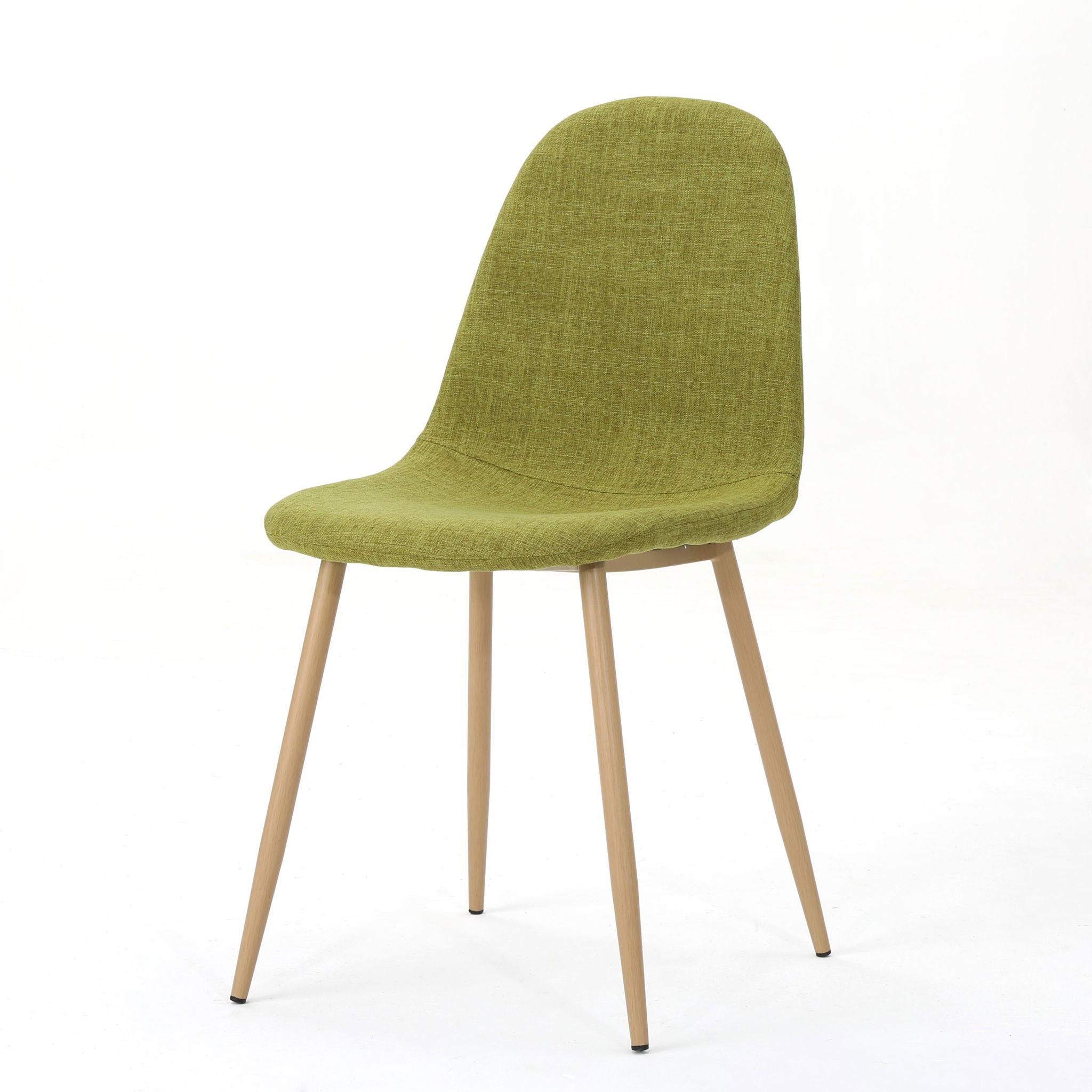 Contemporary Dining Chair Set With Upholstered Fabric And Iron Legs - Green / Light Brown
