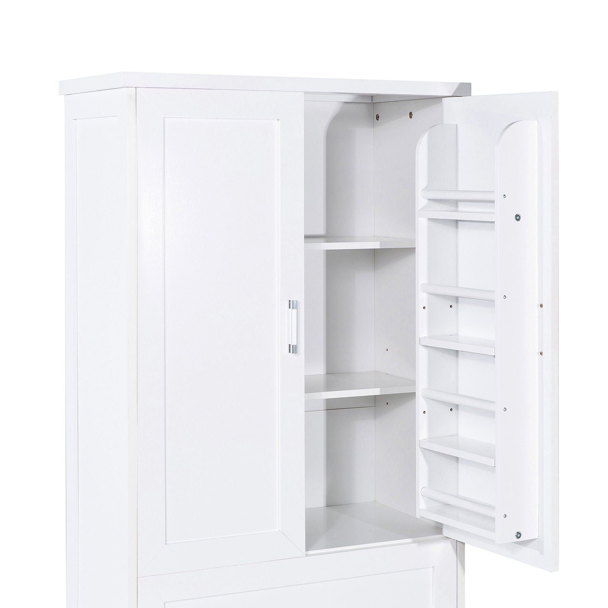 Tall Bathroom Storage Cabinet With 2 Doors And Drawers, Adjustable Shelf