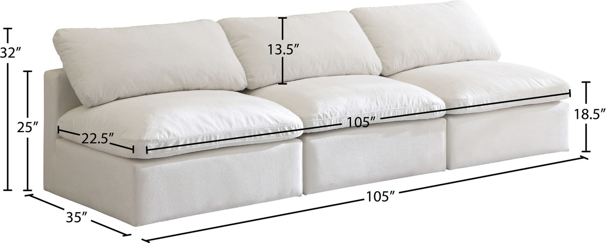 Plush - Modular Armless 3 Seat Sofa