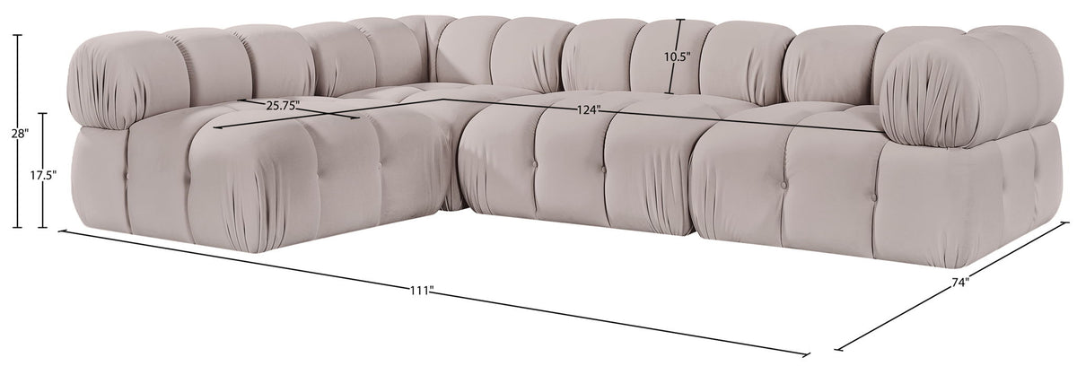 Orin - Fabric Velvet 4 Piece Modular Sectional