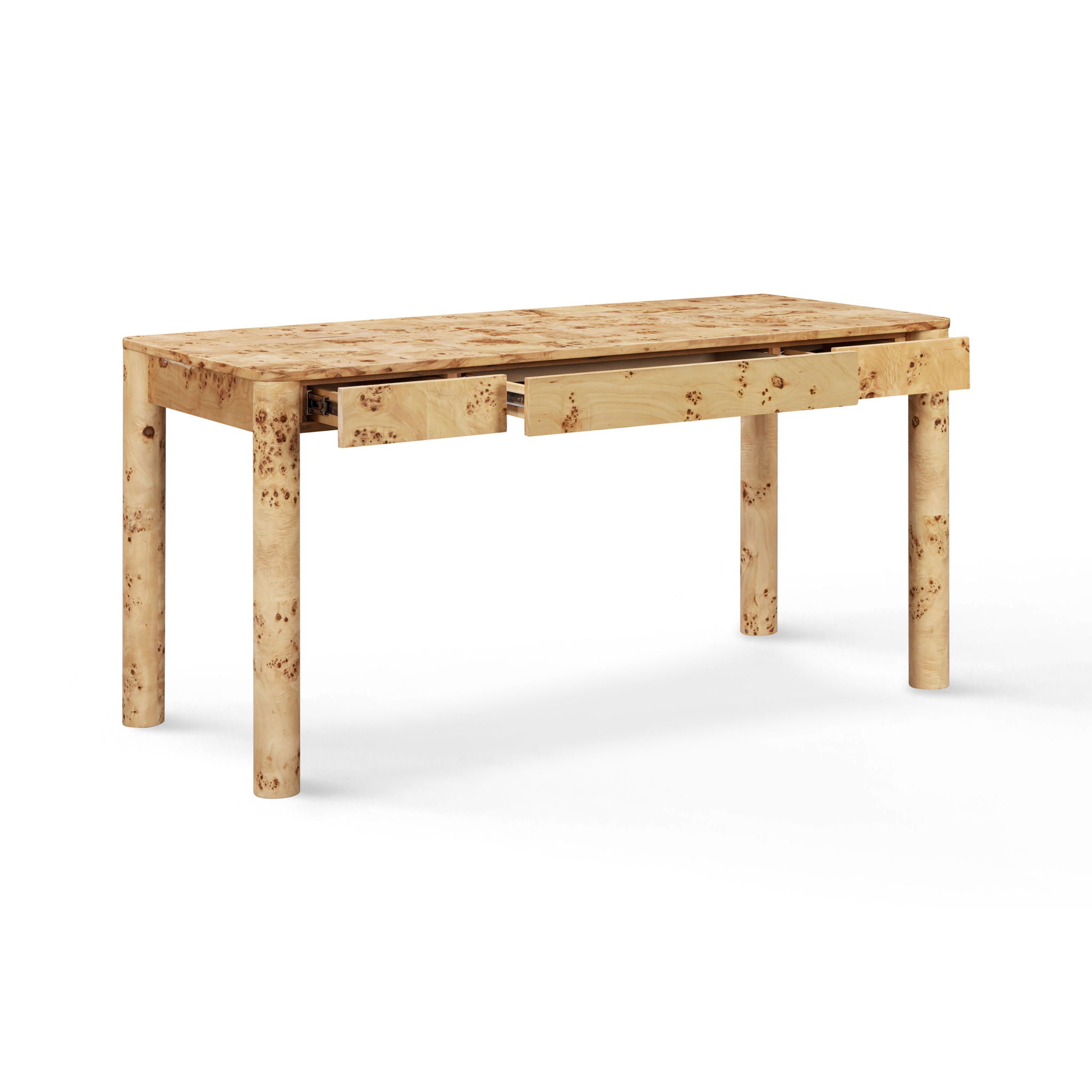 Berri - Burl 3-Drawer Work Desk - Natural