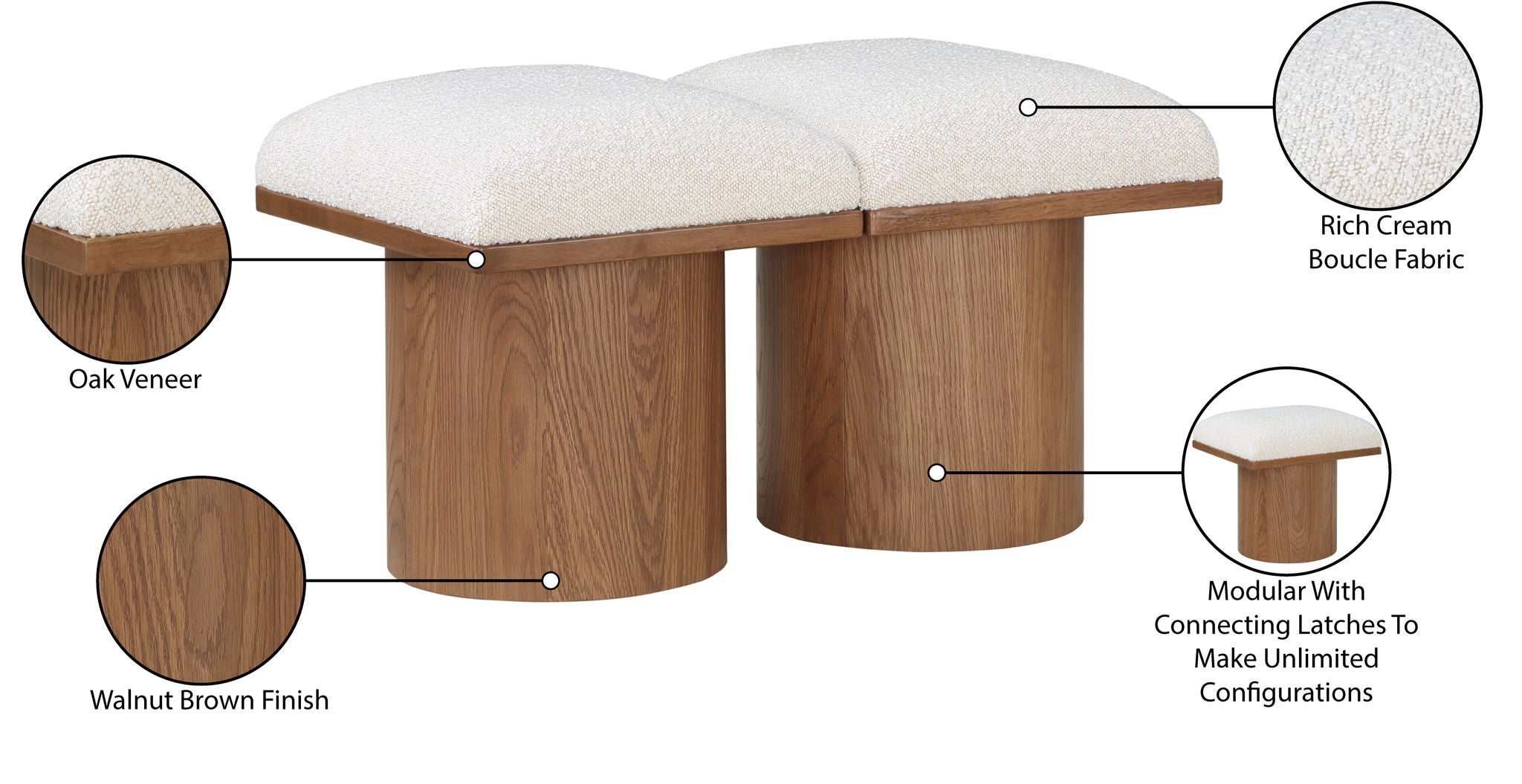 Pavilion - 2 Piece Modular Bench With Brown Base