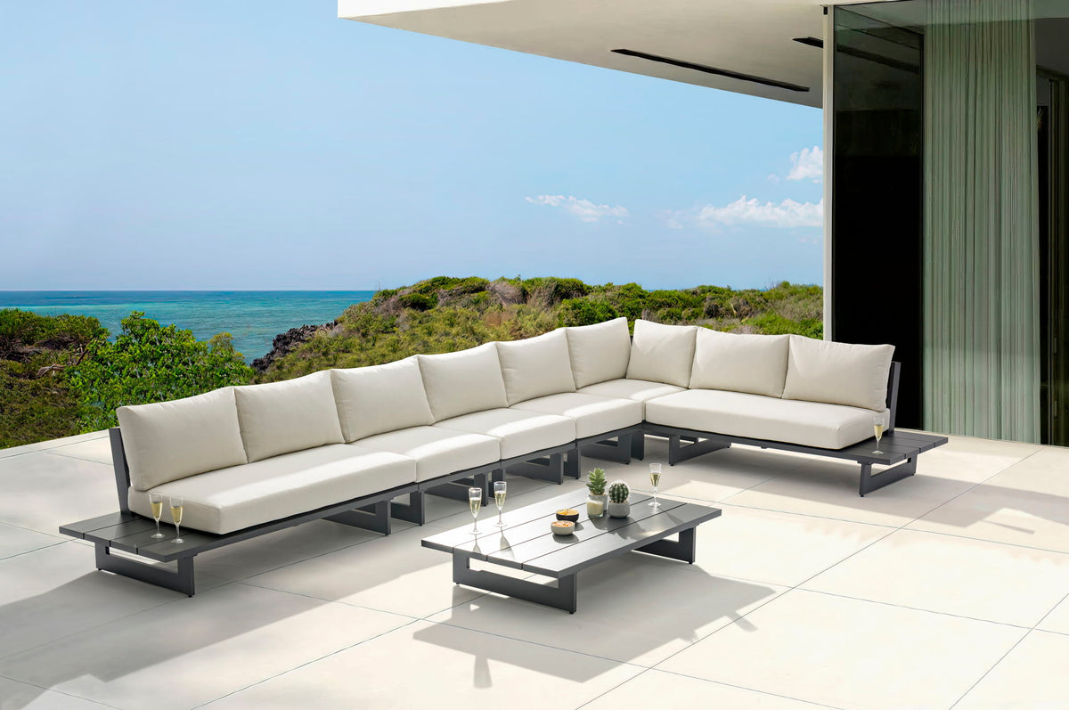 Maldives - 6 Piece Water Resistant Outdoor Patio Modular Sectional With Gray Base