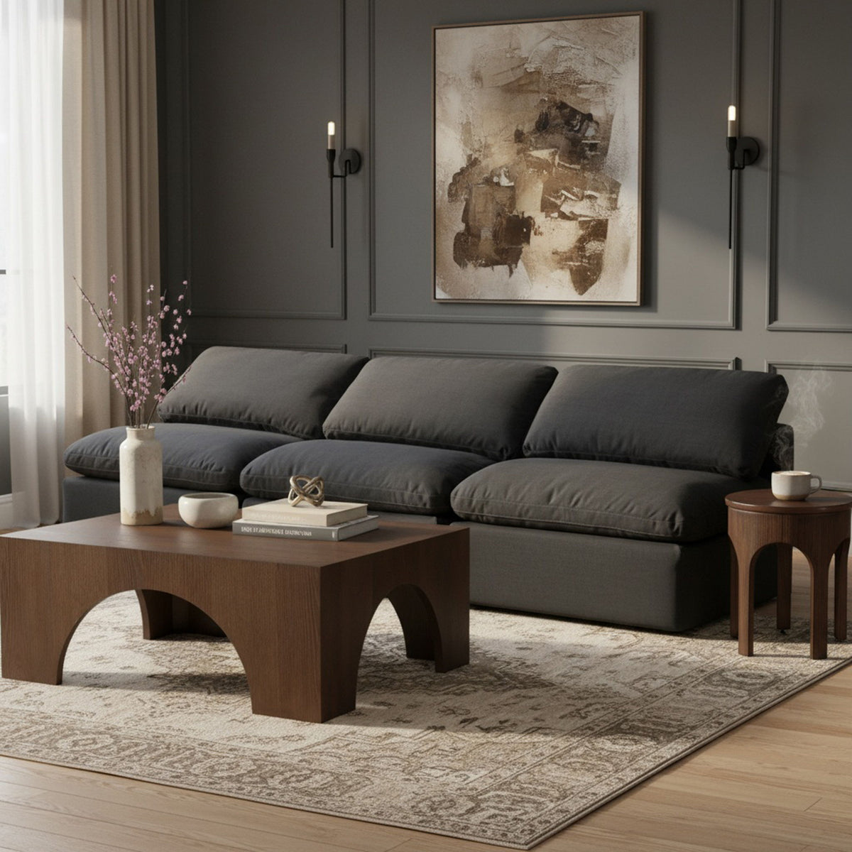 Indulge - Linen 3 Seat Modular Armless Sofa
