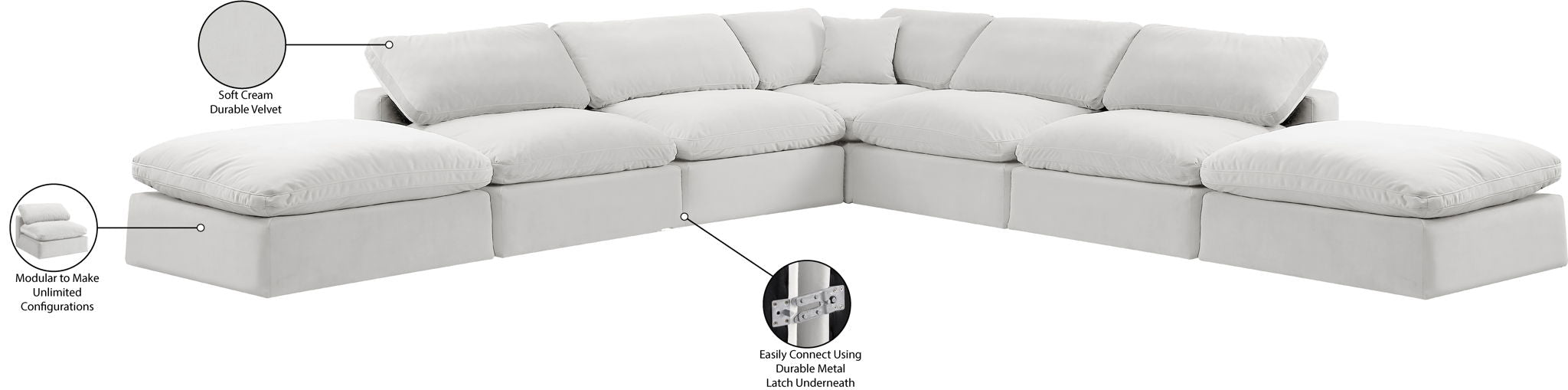 Comfy - 7 Piece Velvet Modular Corner Sectional