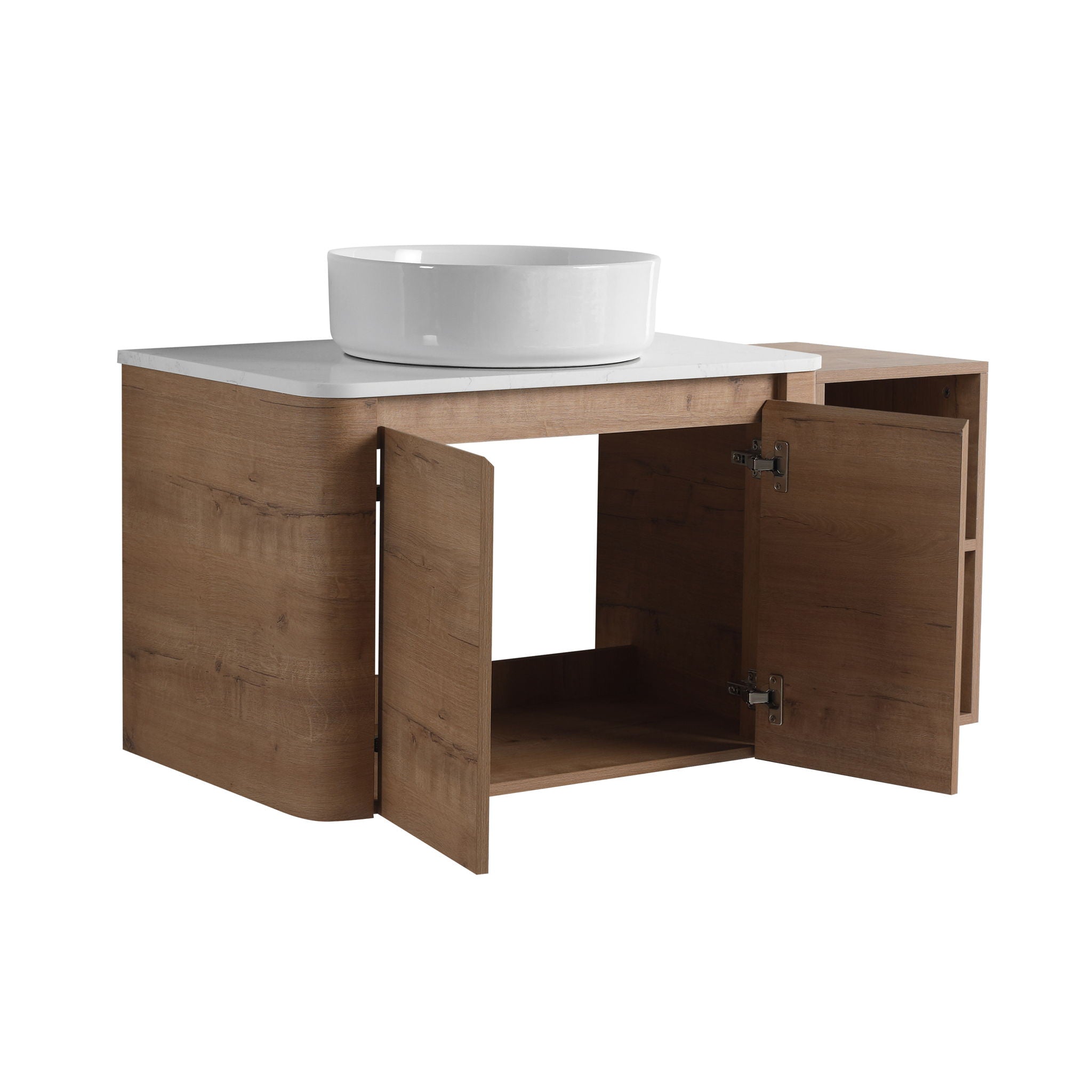 Wall Mounted Bathroom Vanity With Art Sink, 1 Storage Shelf, 2 Soft Close Doors