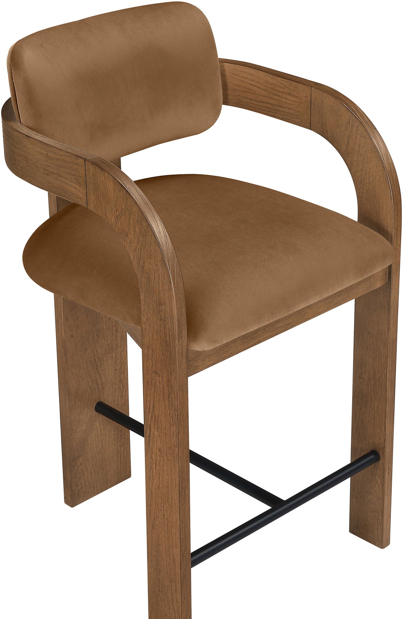 Cedra - Velvet Performance Fabric Upholstered Counter Stool - Brown Frame