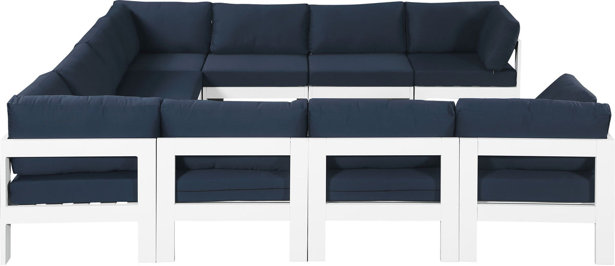 Nizuc - Outdoor Patio 10 Piece Modular Sectional With White Frame