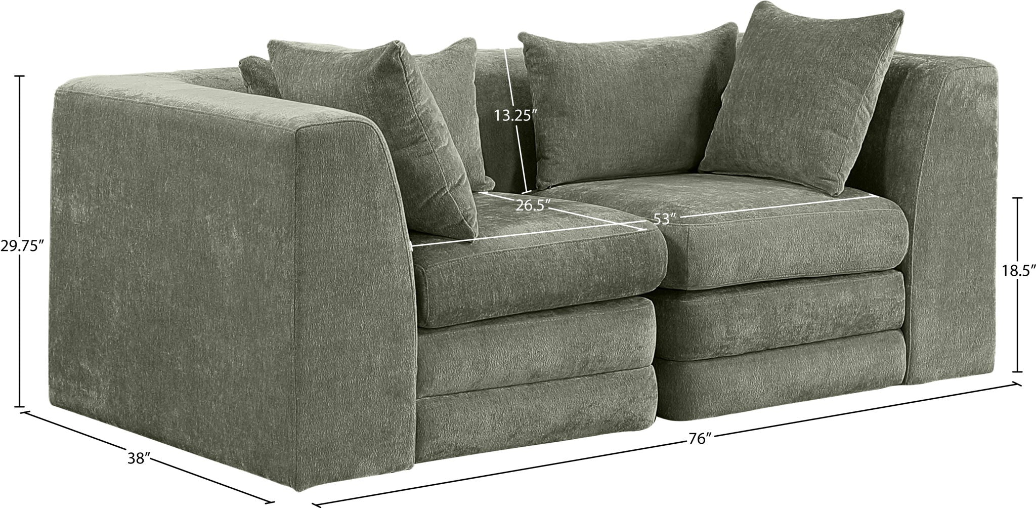 Stellar - 2 Piece 76" Upholstered Modular Loveseat