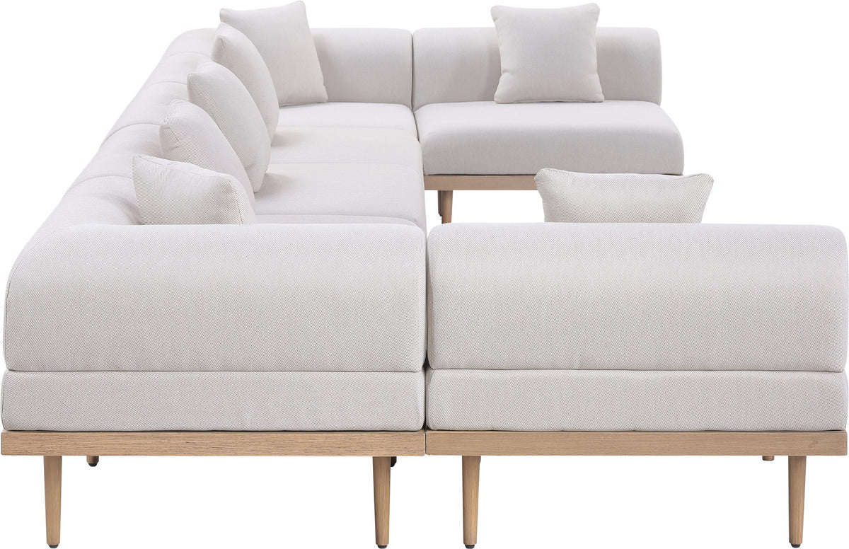 Laguna - 7 Piece Resilient Water Resistant Fabric 142" Upholstered Outdoor Patio Modular Sectional