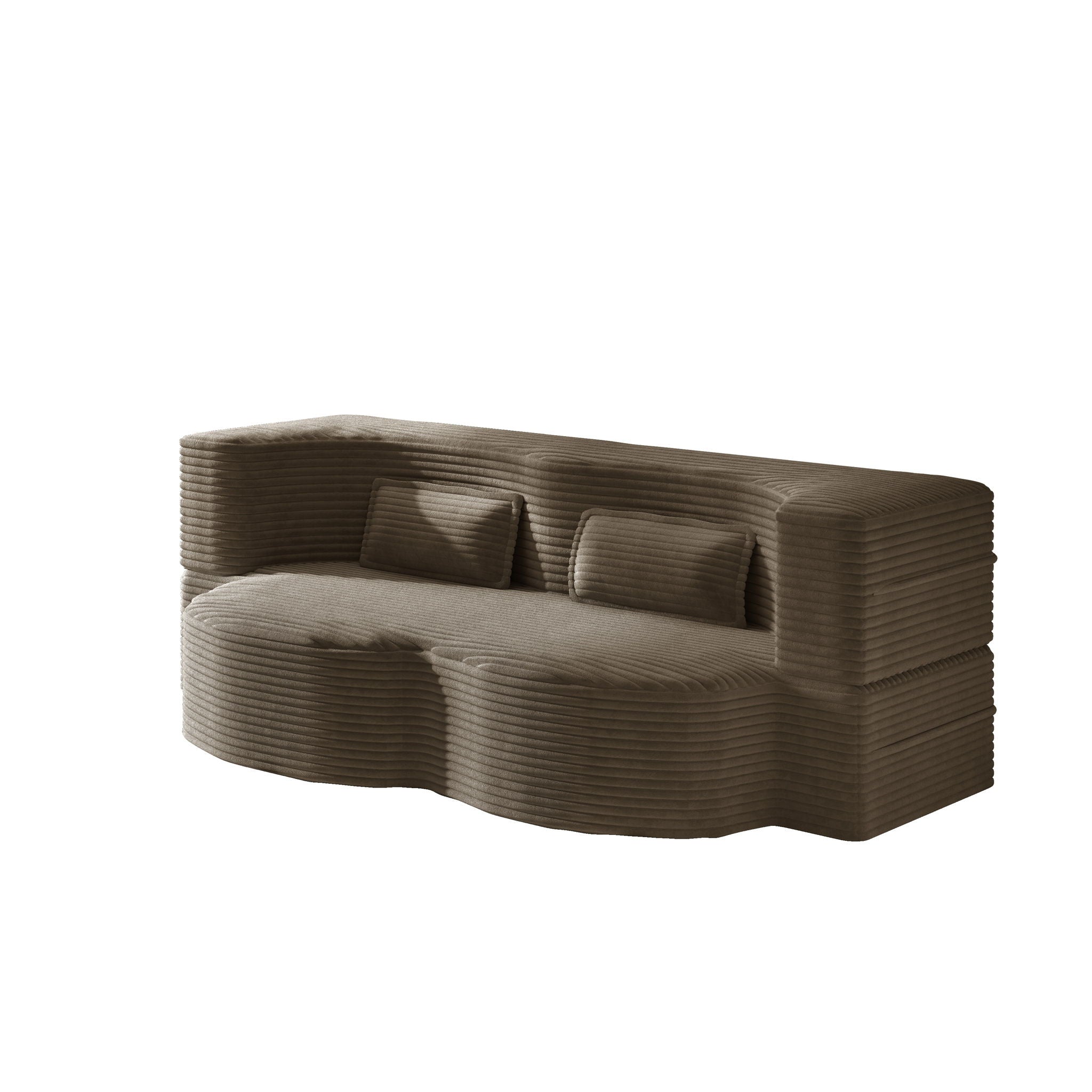 Modern Floor Sofa With 2 Pillows, Convertible Twin Size Folding Mattress For Living Room