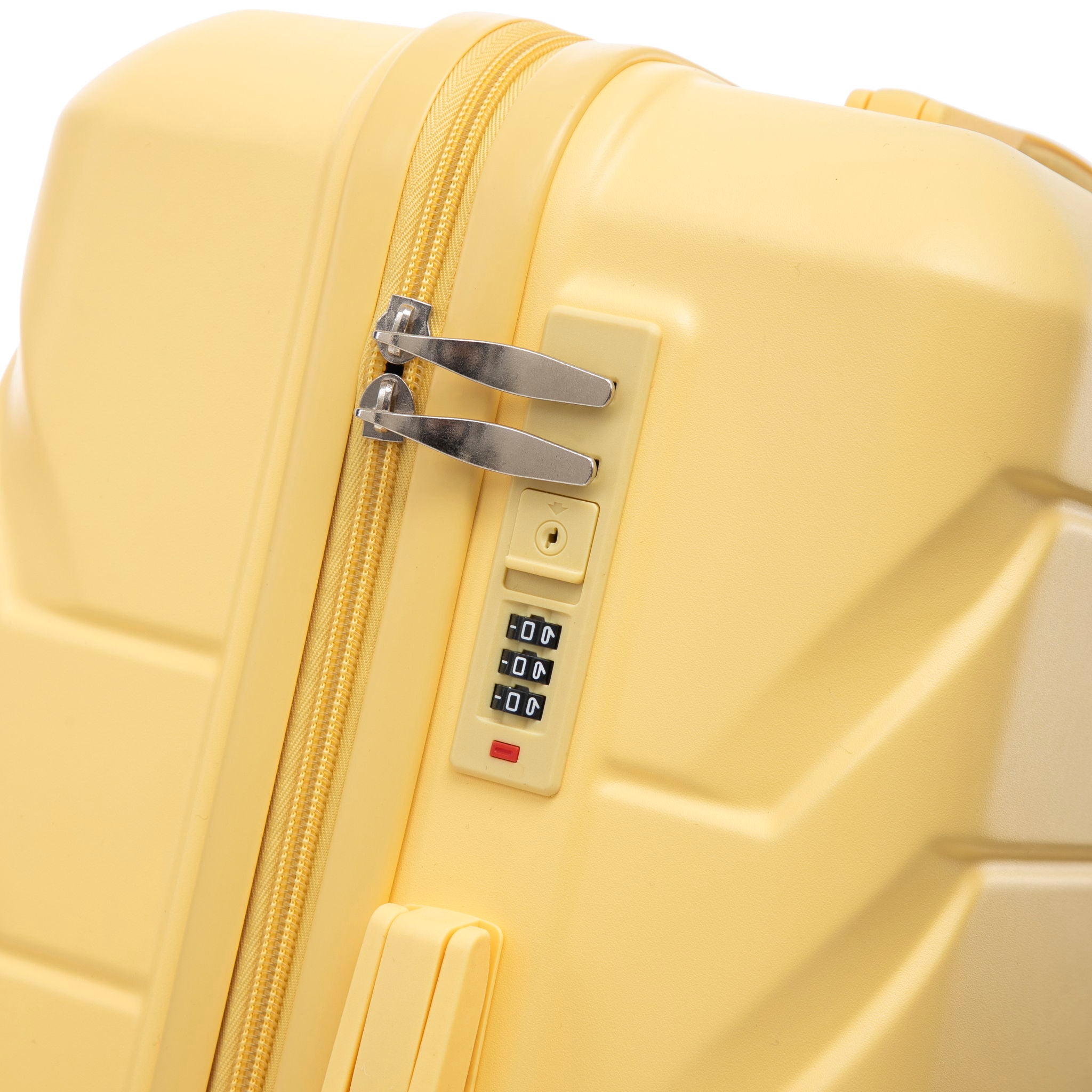 Hard Shell Luggage With Scratch Resistant Surface, 4 Wheels, Combination Lock & Side Hooks