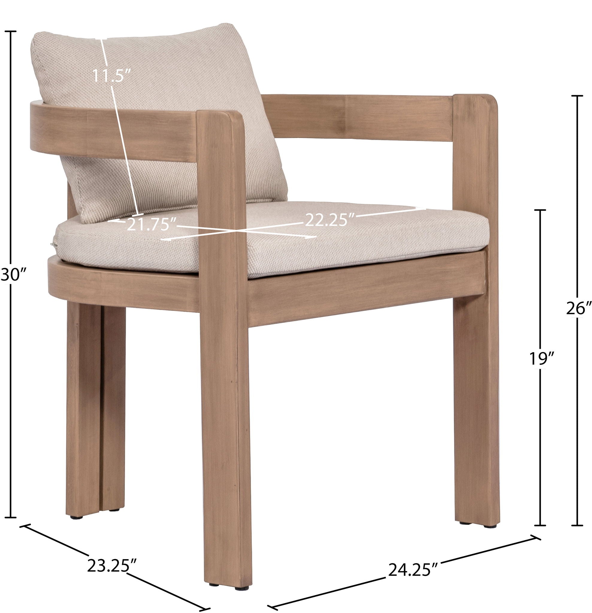 Newport - Water Resistant Fabric Upholstered Outdoor Patio Dining Chair