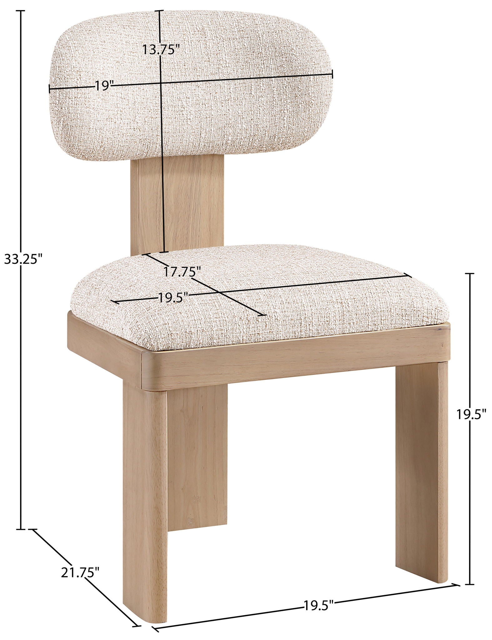 Timbra - Linen Textured Fabric Upholstered Dining Chair (Set of 2) - Natural Base
