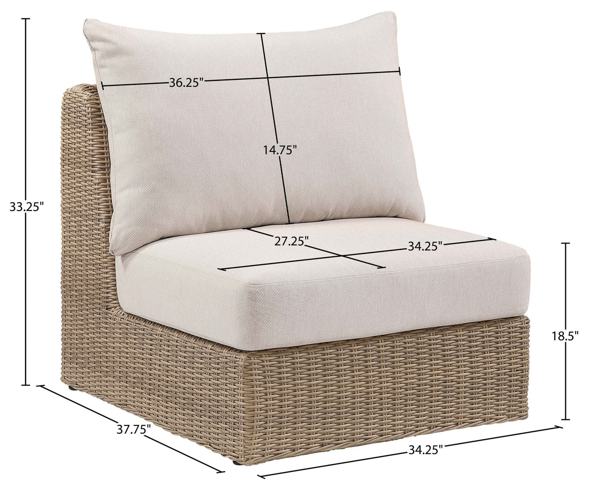 Seacrest - Olefin Water Resistant Fabric And Wicker Outdoor Patio Armless Chair