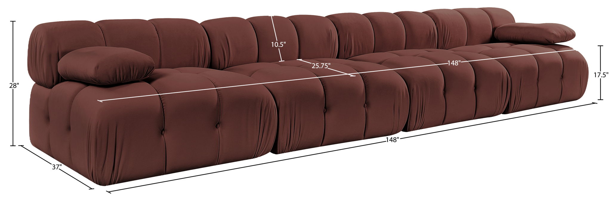 Orin - Velvet 4 Piece Modular Sofa