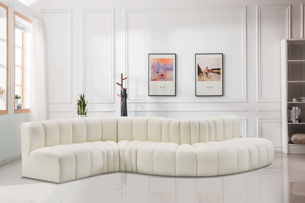 Arc - Faux Leather 6 Piece Curved Modular Sofa
