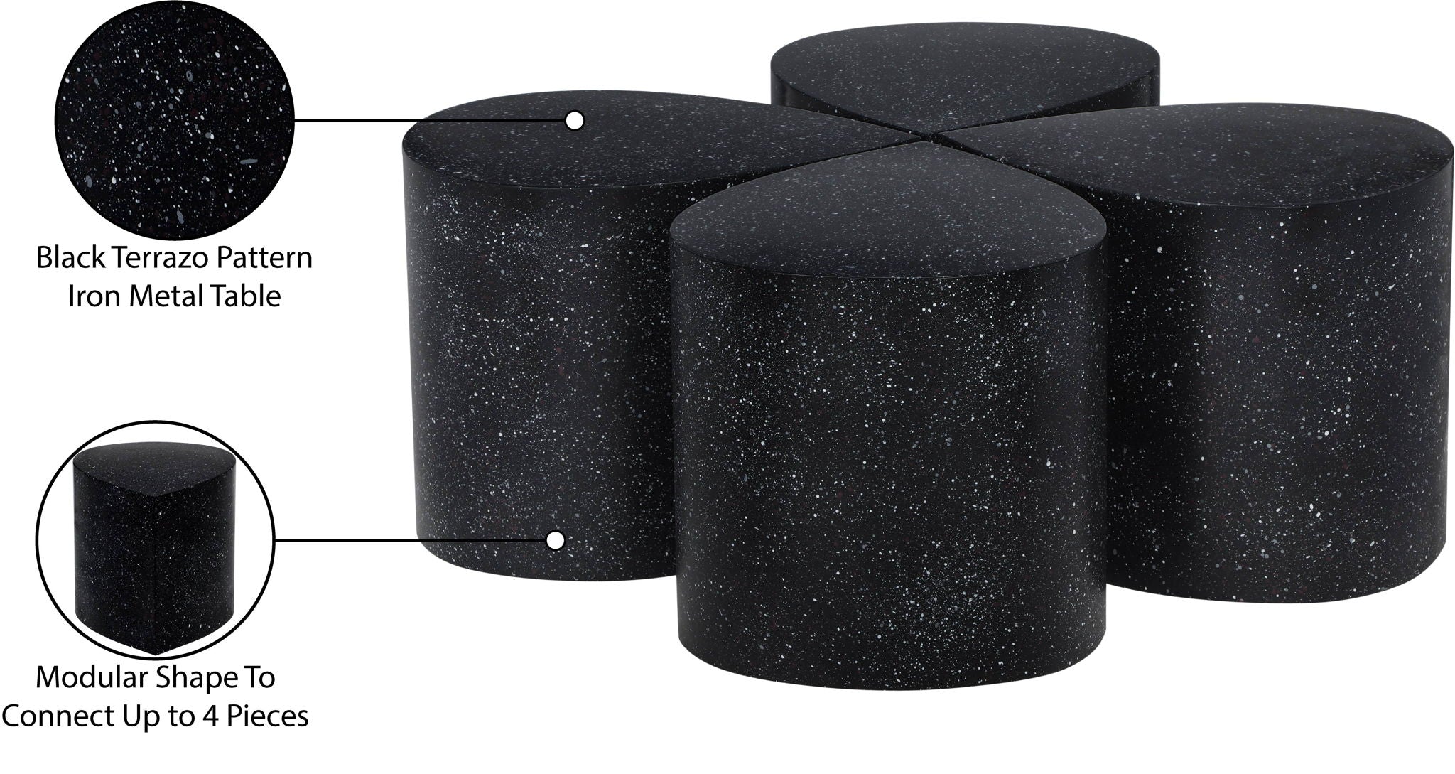 Petal - Coffee Table - Black Terazzo