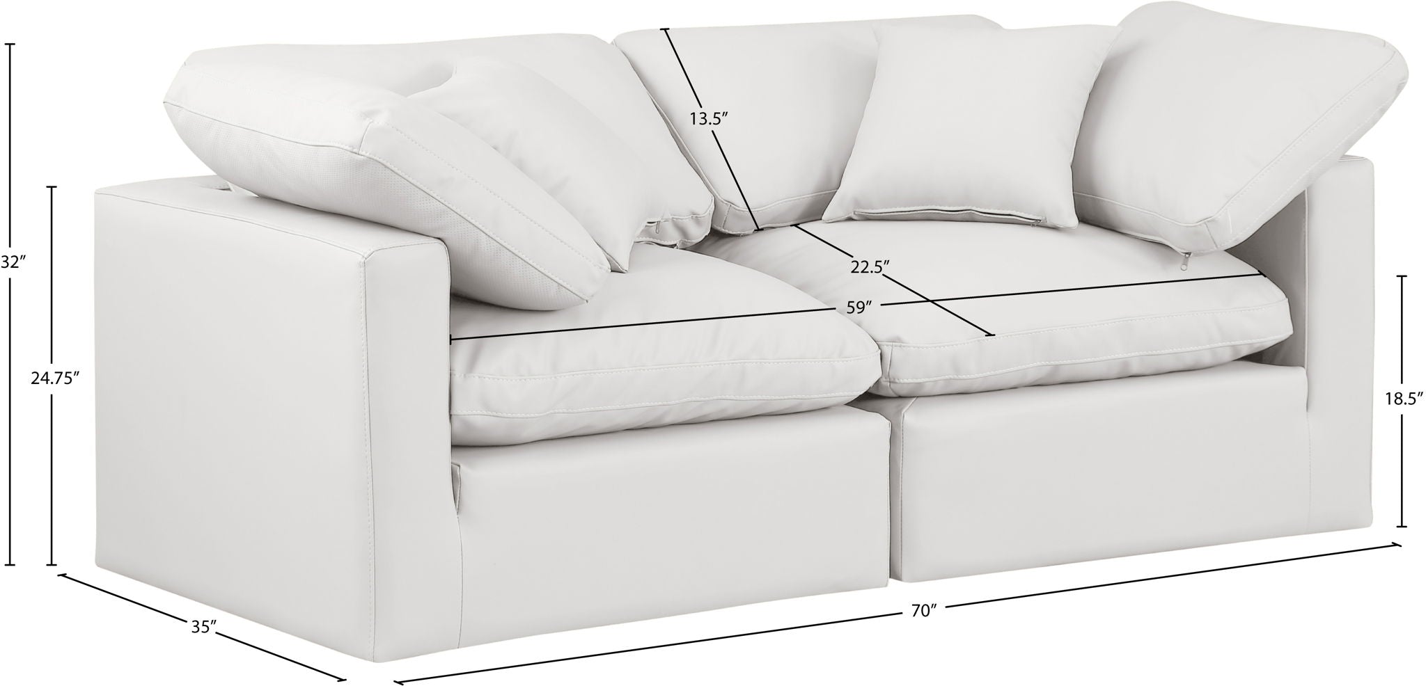 Indulge - Faux Leather 2 Seat Modular Sofa