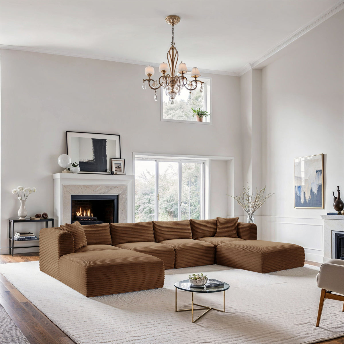 Shaggy - Fabric 6 Piece Modular Sectional With 2 Ottomans